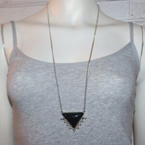Beautiful silver and black statement necklace 32"